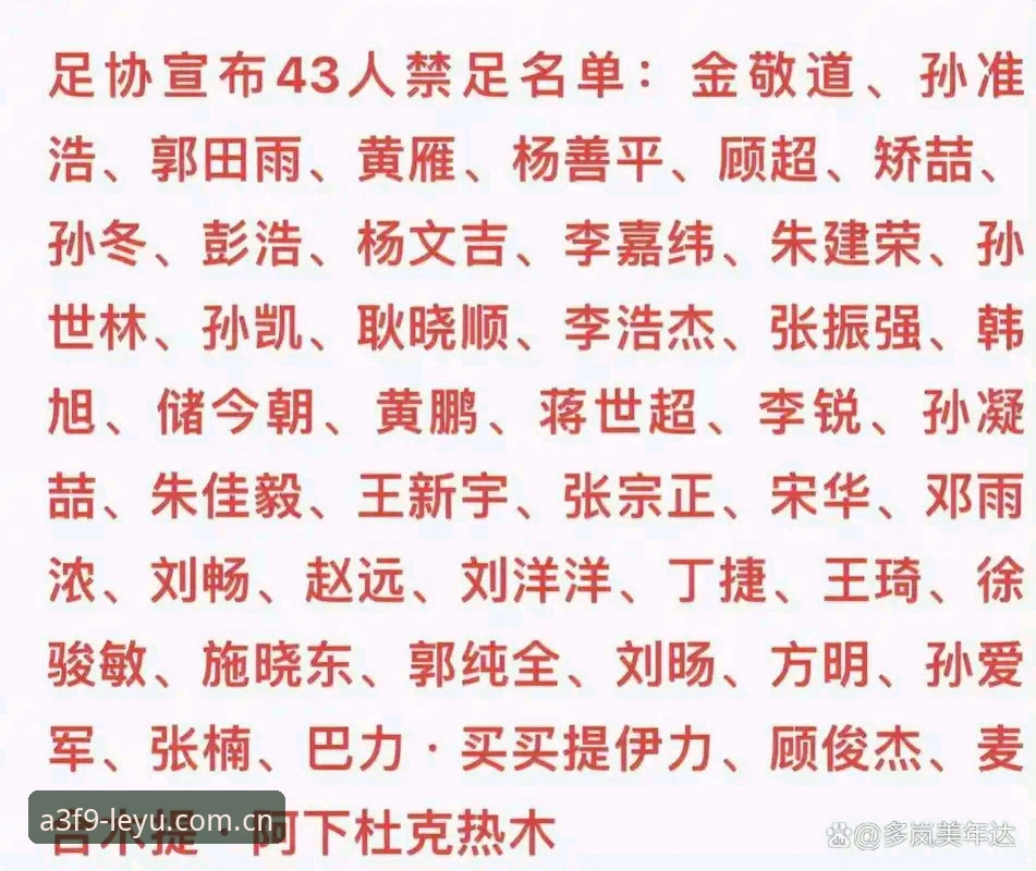 乐鱼体育赛事安全吗 足协第三批禁足名单出炉:从17人终身禁赛看中国足球的深层危机